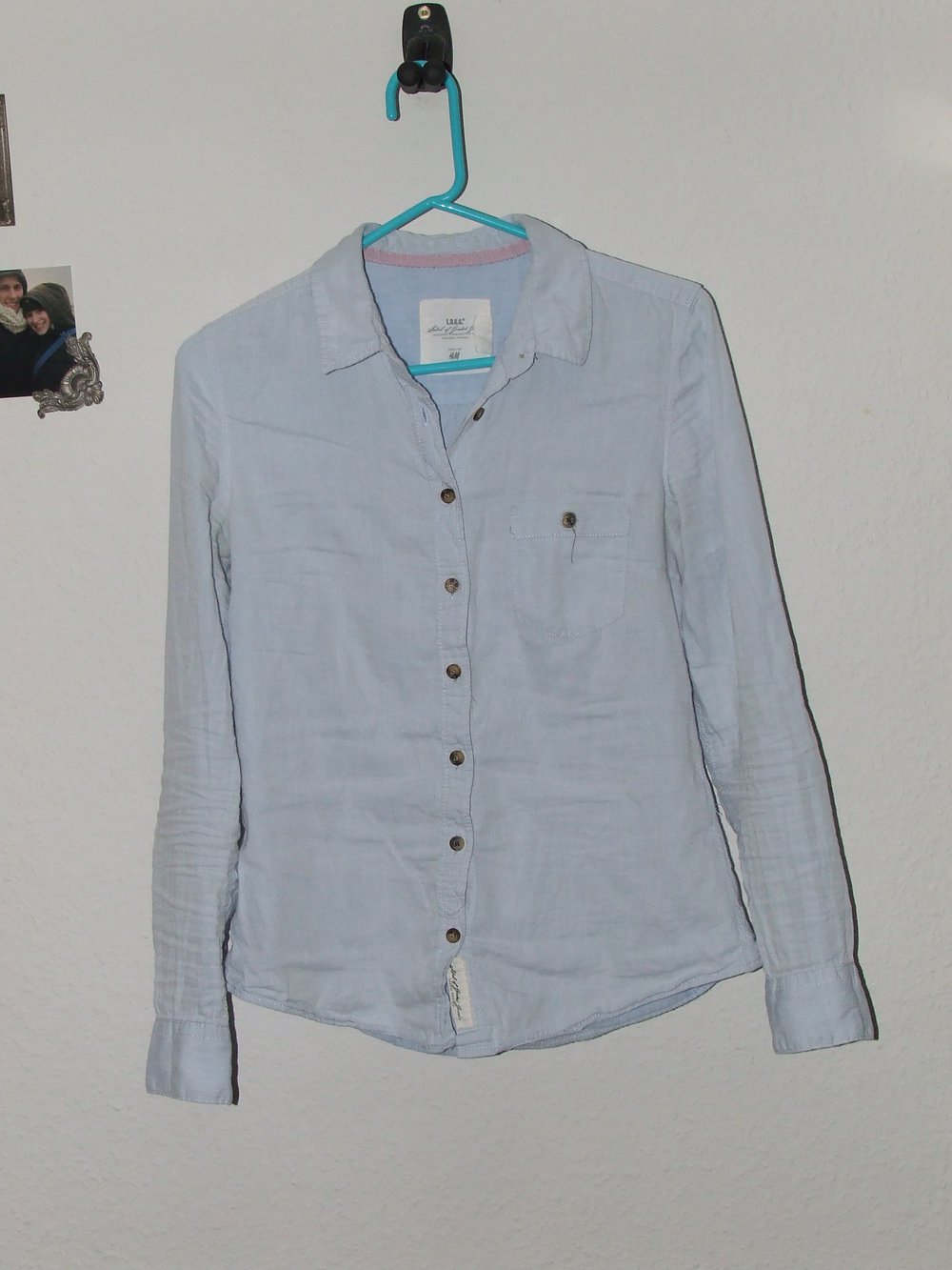 Bluse H&M Hemd Ellbogen Patches Trend Hipster Shirt Retro Blouse Cord Business blue 