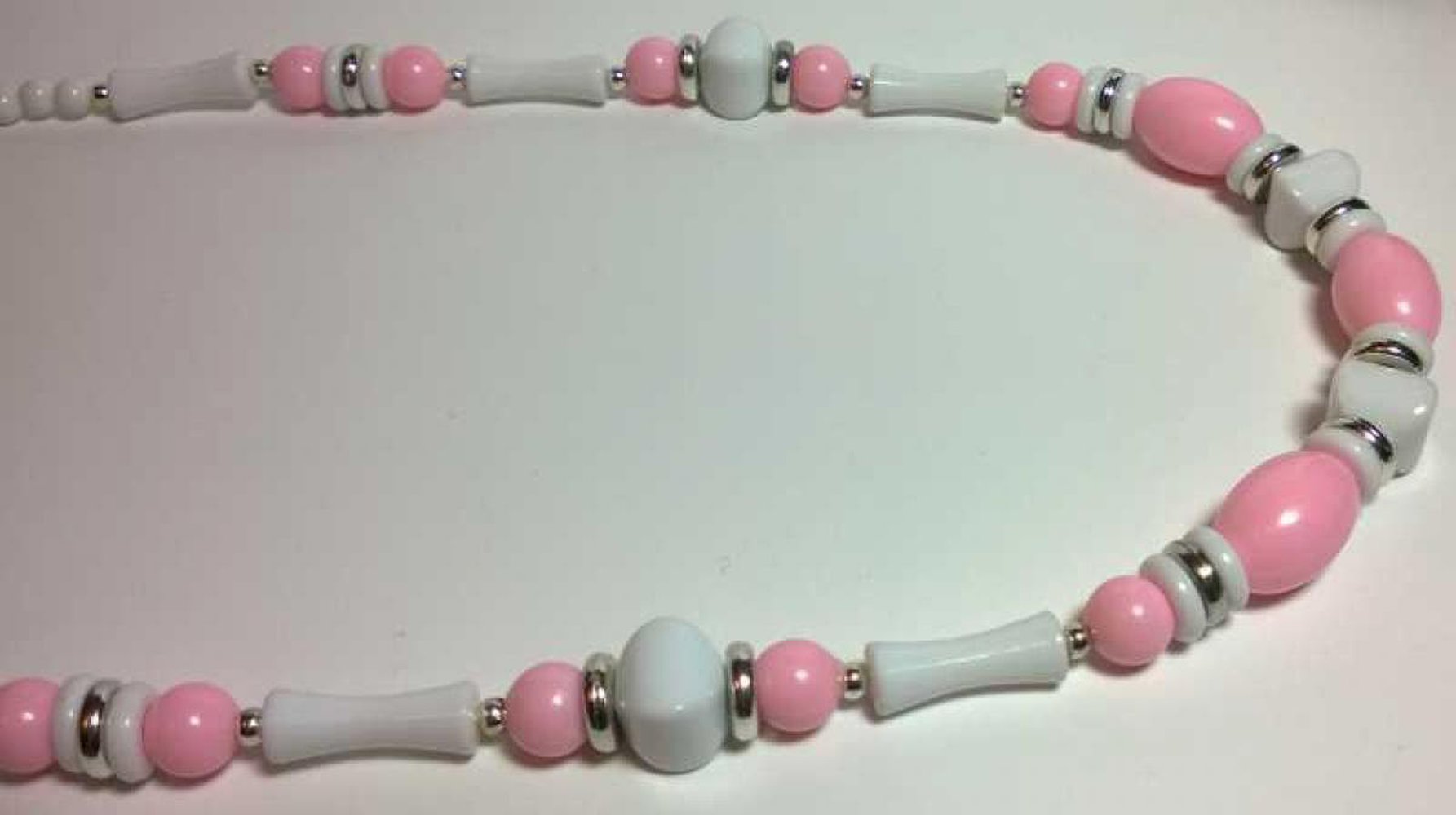 Rosa weiße Kette Vintage 80er