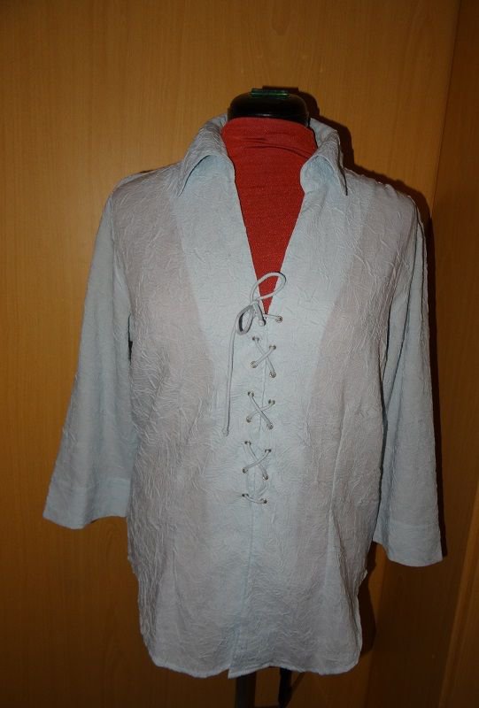 Crashbluse Crash Bluse hellblau Crinkle Gr. 40