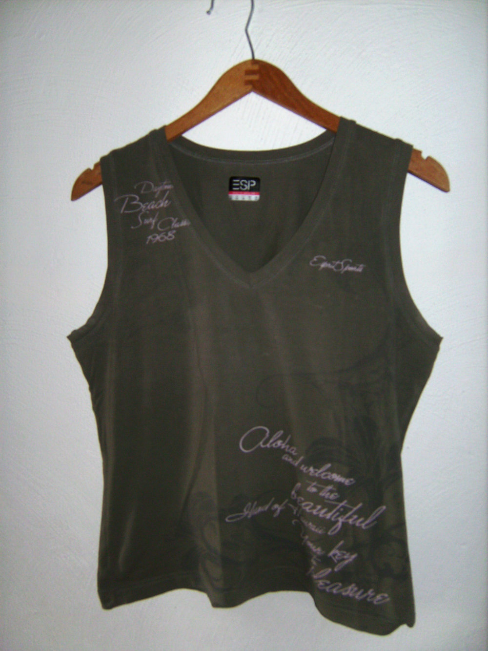 Esprit Sports Gr. 40, olivgrün Shirt, Fitness u Freizeit, Top Printdruck pink