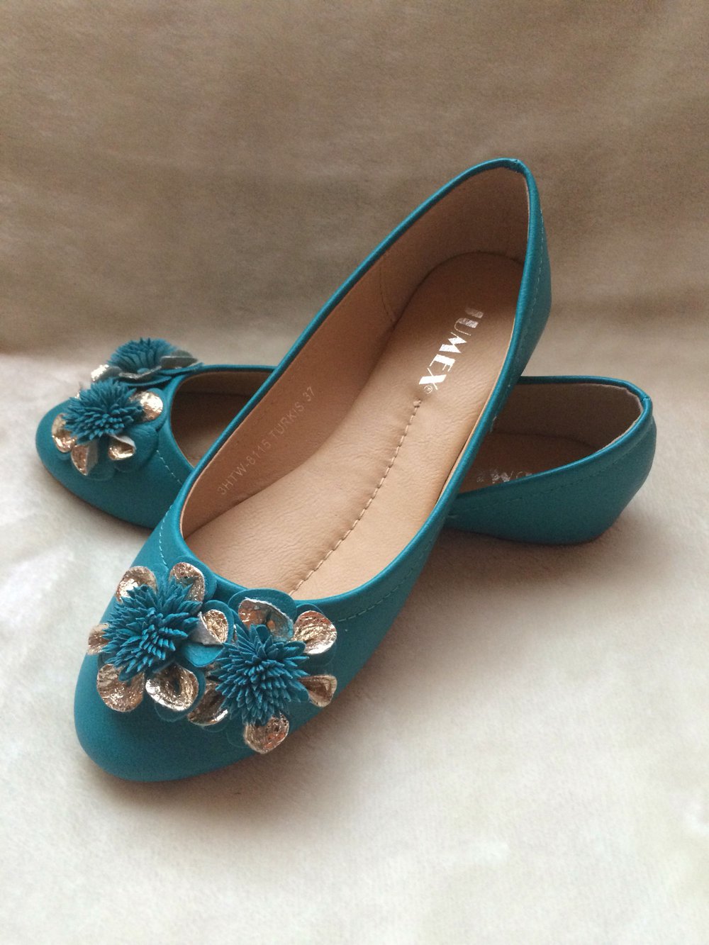 -NEU- Ballerinas Größe 37 petrol/gold