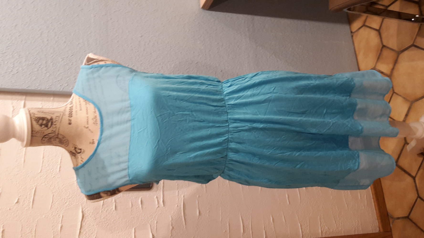 hellblau türkis sommer kleid transparent gr.38 luftig