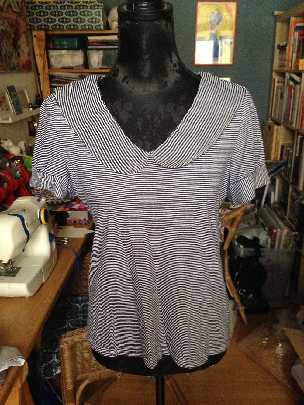 T-shirt gestreift mit Bubikragen