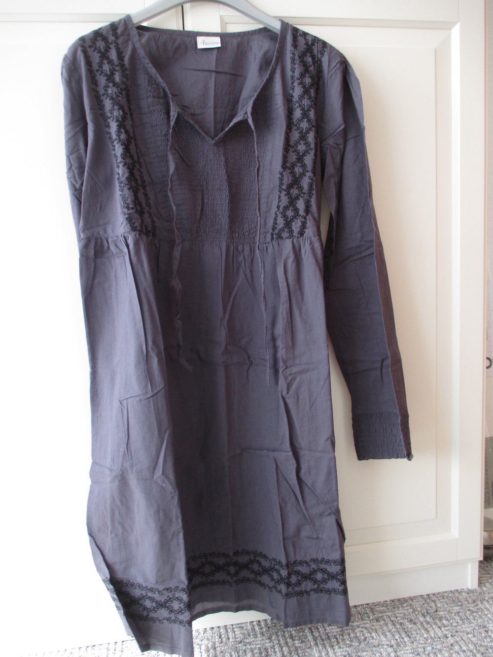 Hippie, Boho Kleid, rauchblau, Gr. 38, Aniston, Sommer, Festival Kleid