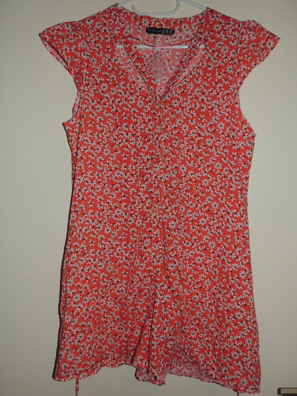 NEU : Primark JUMPSUIT Gr. 40 M L mit Blümchen Hippie Blumen Mille Fleurs rot weiß Gänseblümchen Margariten Onesie Overall 70er Einteiler Catsuit