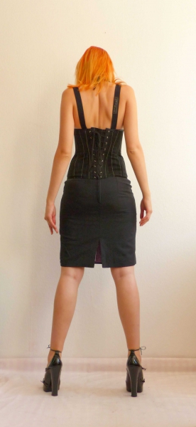 Schwarzer Bleistiftrock Gr. M 38 40 Cord Jeans von professioneller Schneiderin angefertigt