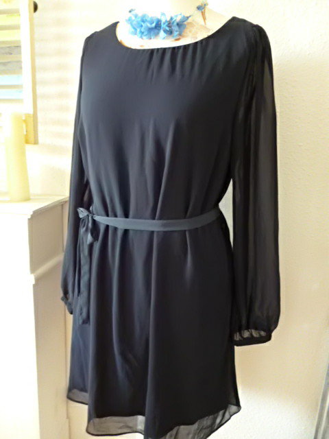 Nachtblaues Chiffon Blusenkleid 42/44