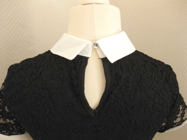 Primark Spitzentop Bubikragen schwarz Gr. 6 (32-34) *NEU mit Etikett*