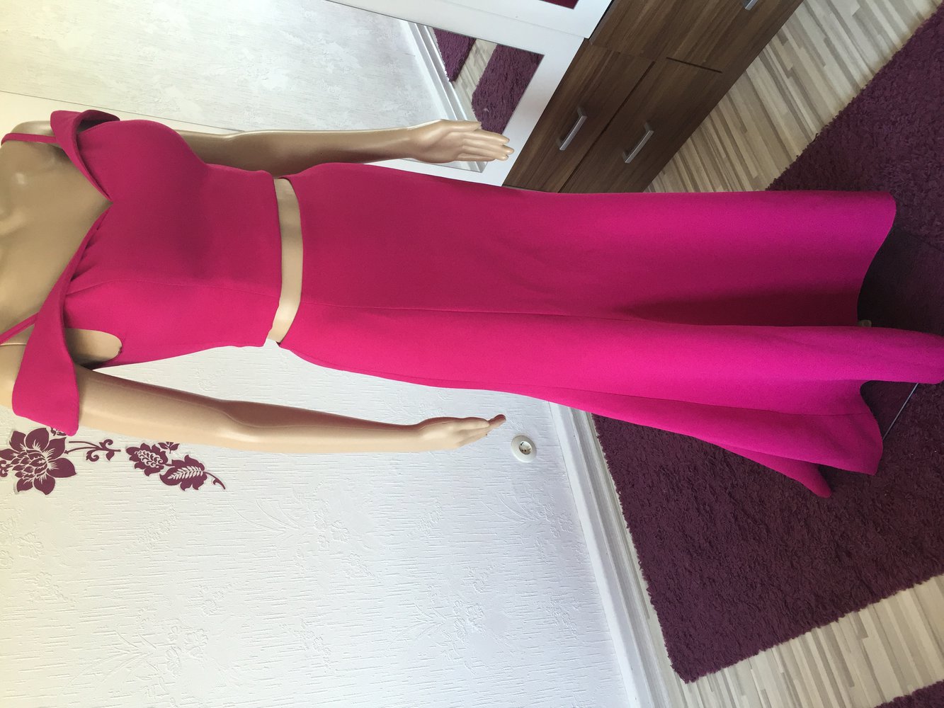 Abendkleid Ballkleid bauchfrei zwei teilig  in pink berry wie neu