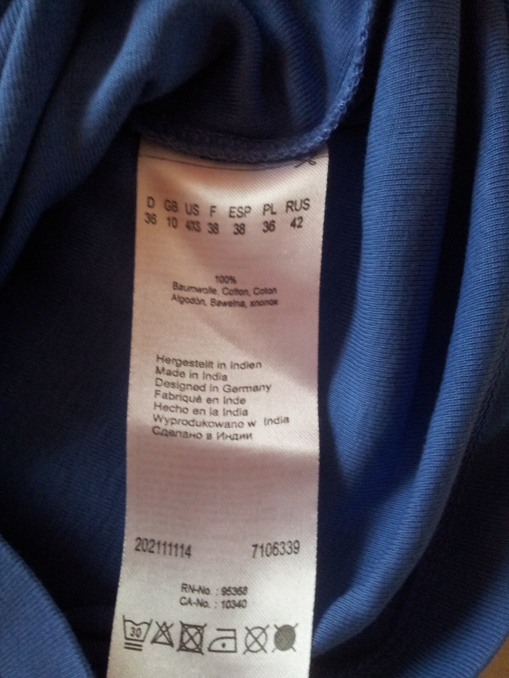  Top 3/4 Ärmel Olsen blau Strass