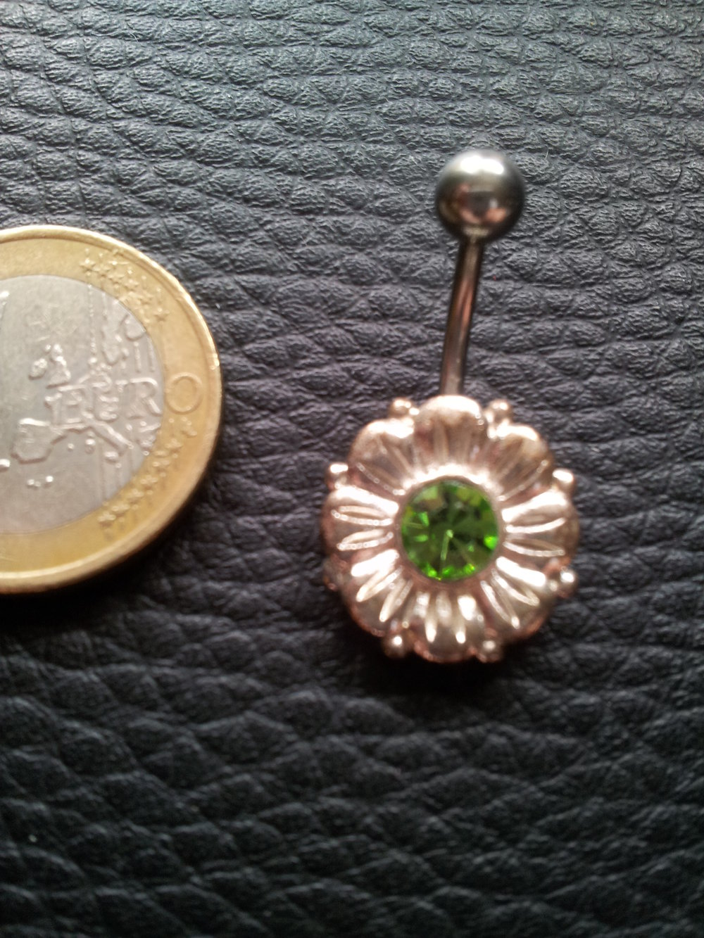 Modeschmuck Piercing Bauchnabelpiercing Bauchnabel Blume silber grüner Stein