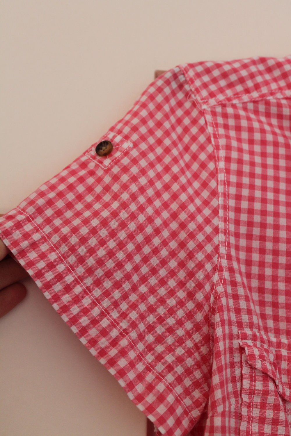 Bluse, pink / rosa, Karo / kariert, kurzarm, H&M, 38