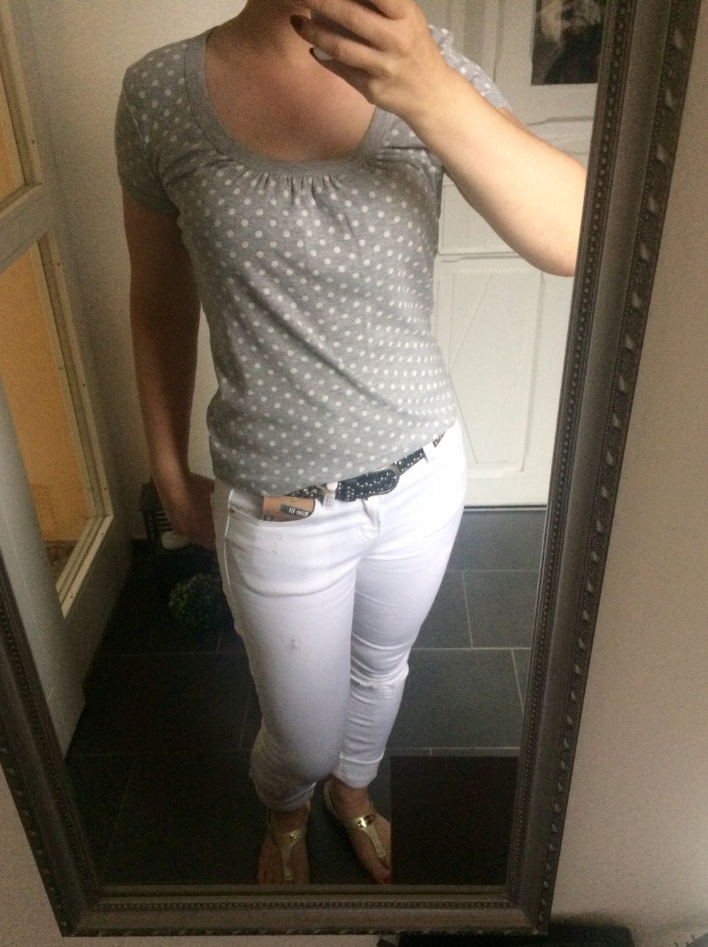 FlashLights T-Shirt Dots Punkte Polka grau weiß Gr. M