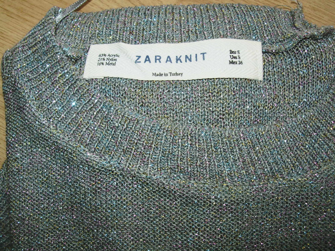 Zara Pullover Glitzer silbern/ bunt KA RA Gr S wie neu