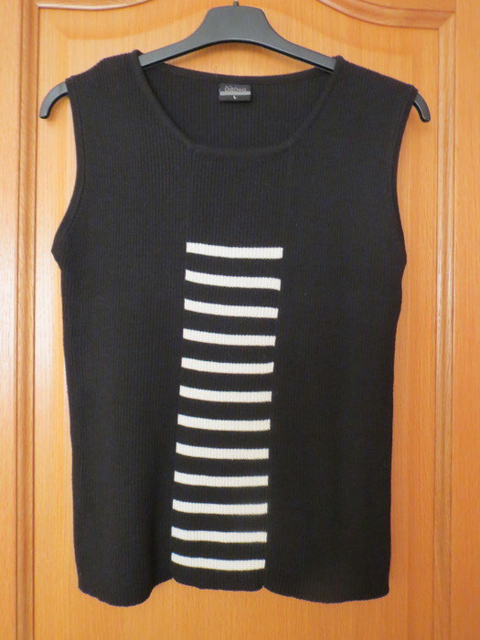 Top, Sommertop, Gr.44/L, schwarz-weiß