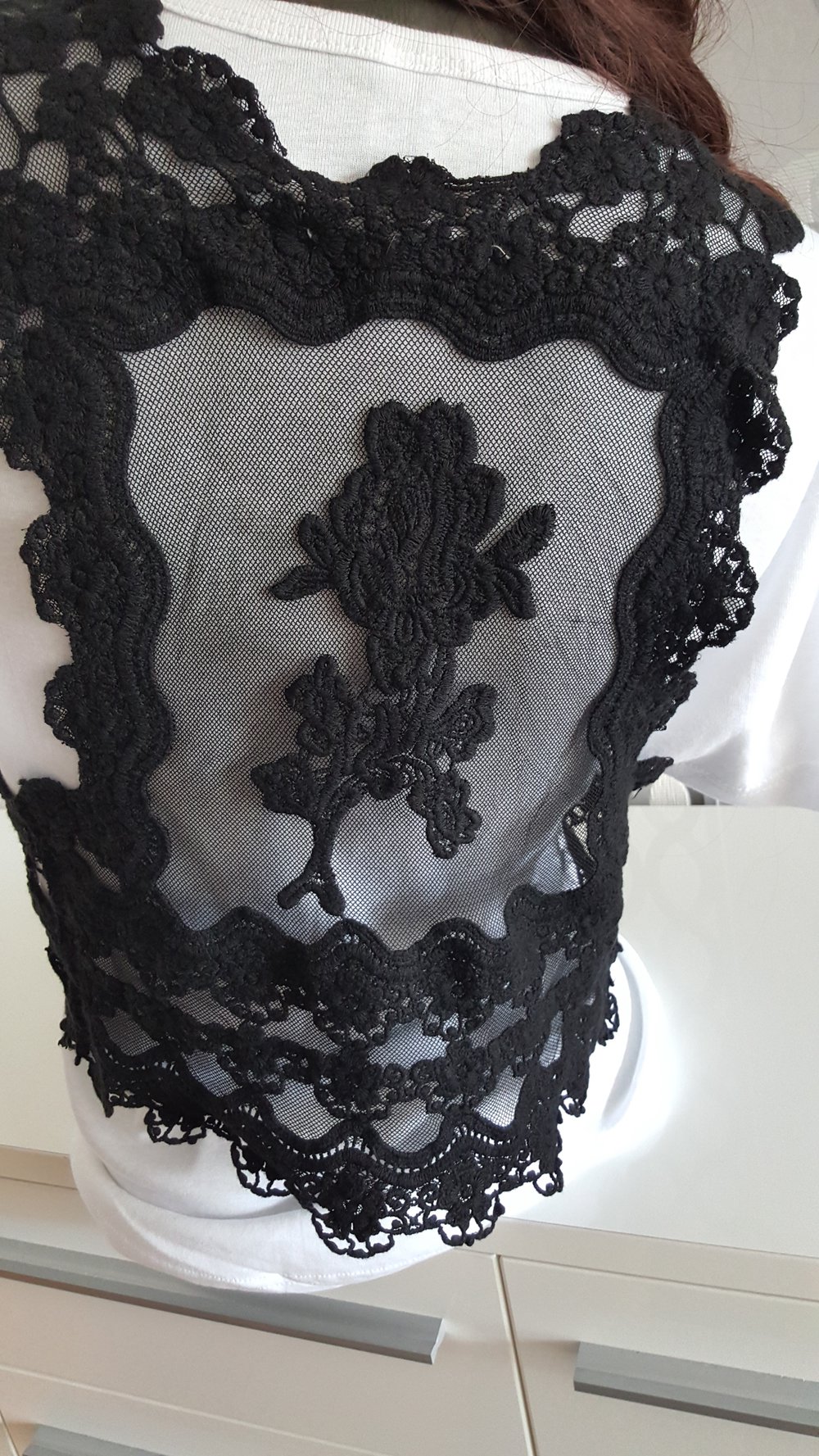 Spitzen Weste schwarz Hippie XL auch L 40 42 44