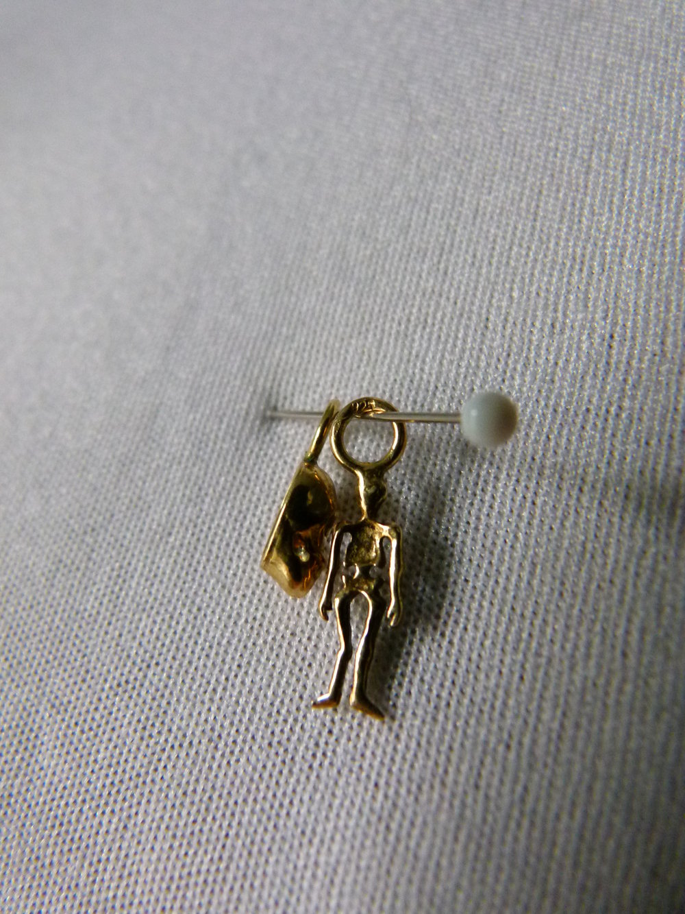 Miniatur Anhänger Totenkopf & Skelett, 2er Set, vergoldetes 925er Echtsilber, Gothic Boho Mori Goa Festival