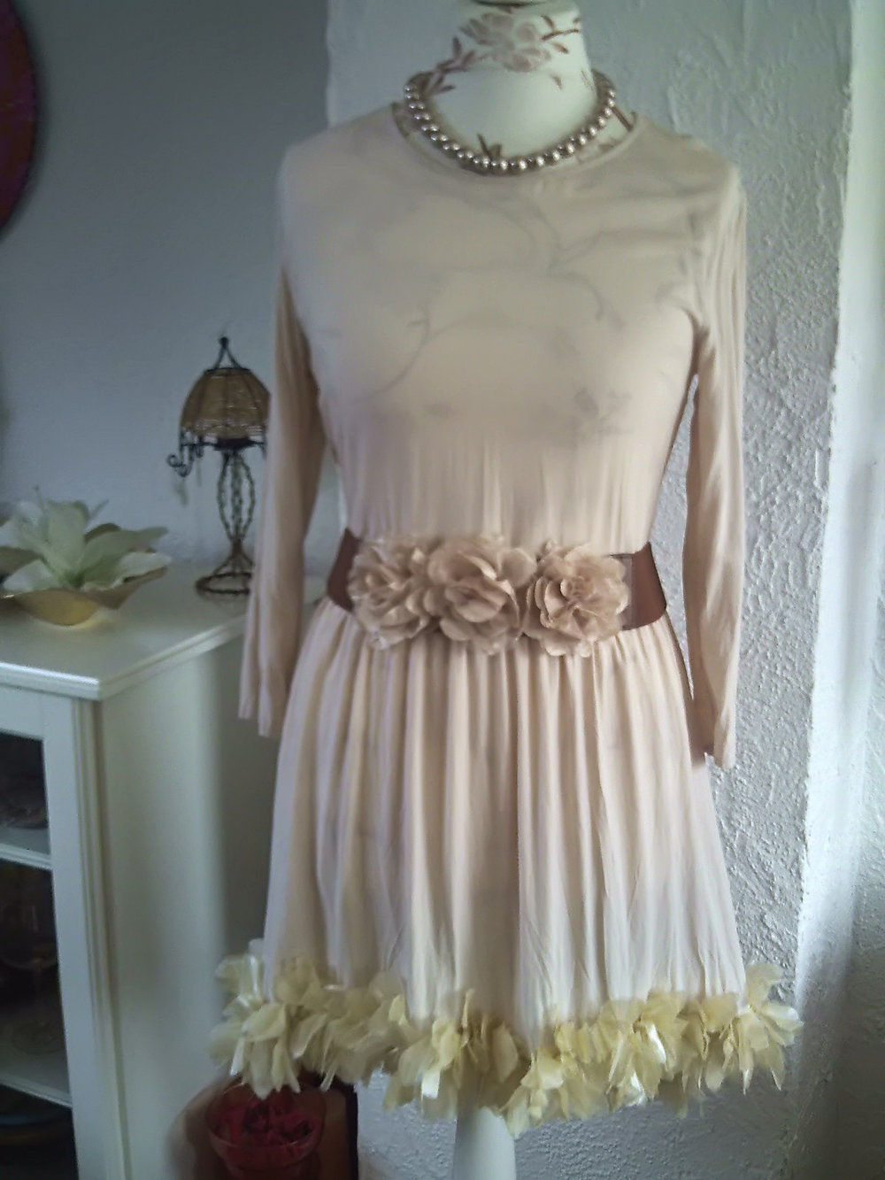 Feenkleid Tüllblüten nude creme 40
