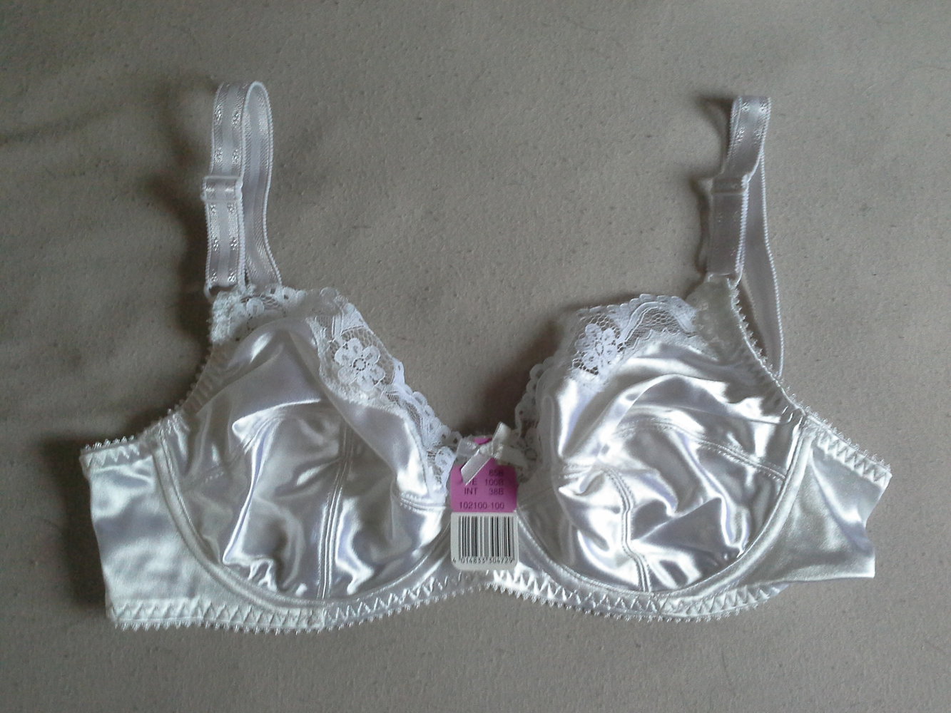 weißer seidig schimmernder BH 85B, Neuware