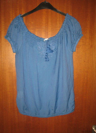 blaue Spitzenbluse von Promod *Mengenrabatt*