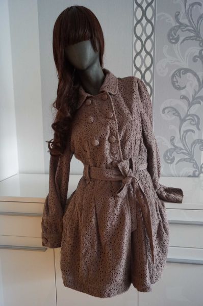 Schöner Brauner Mantel mit Spitzen 42 für Herbst Frühling 40 XL