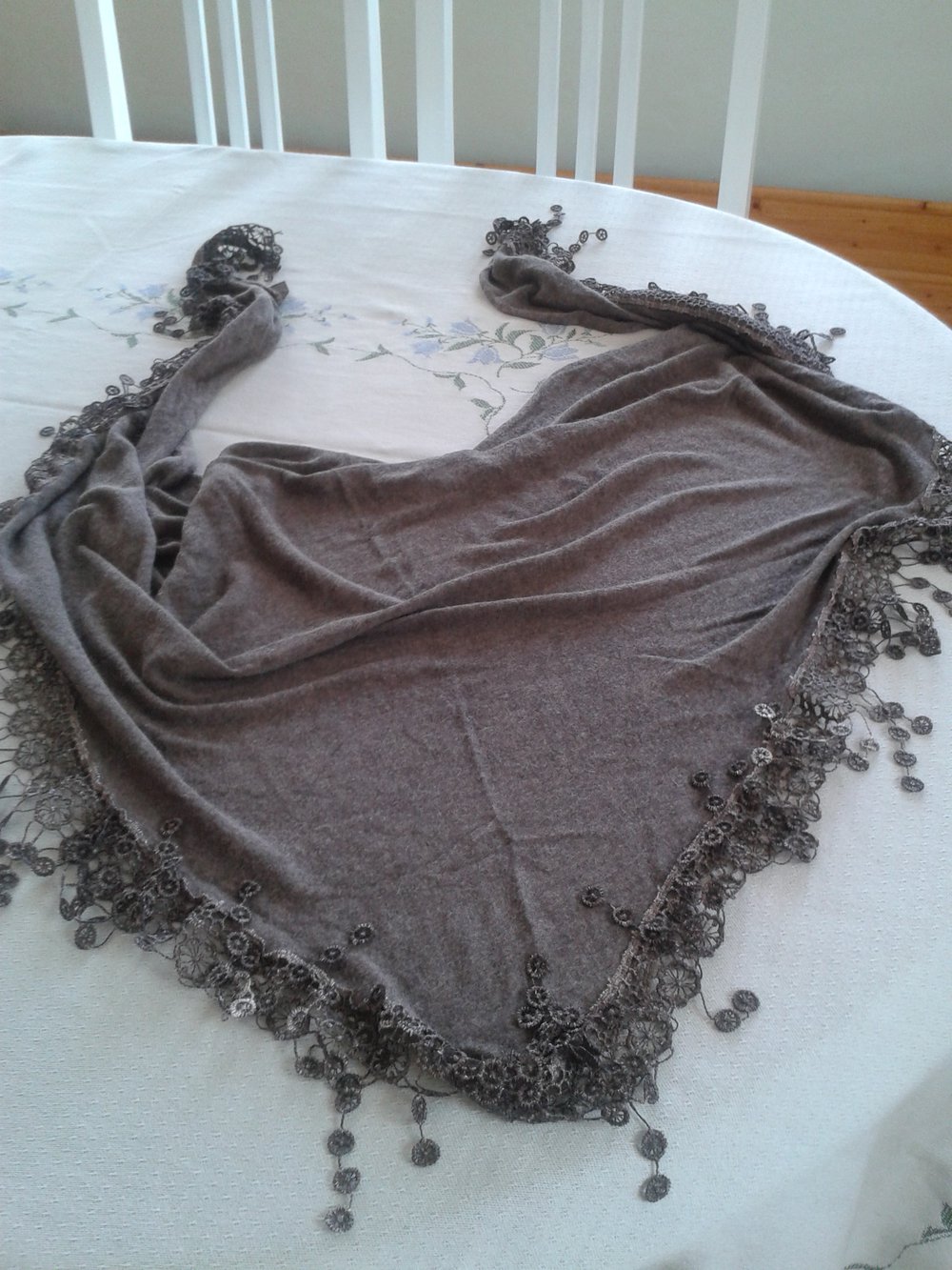 Tuch groß braun Fransen