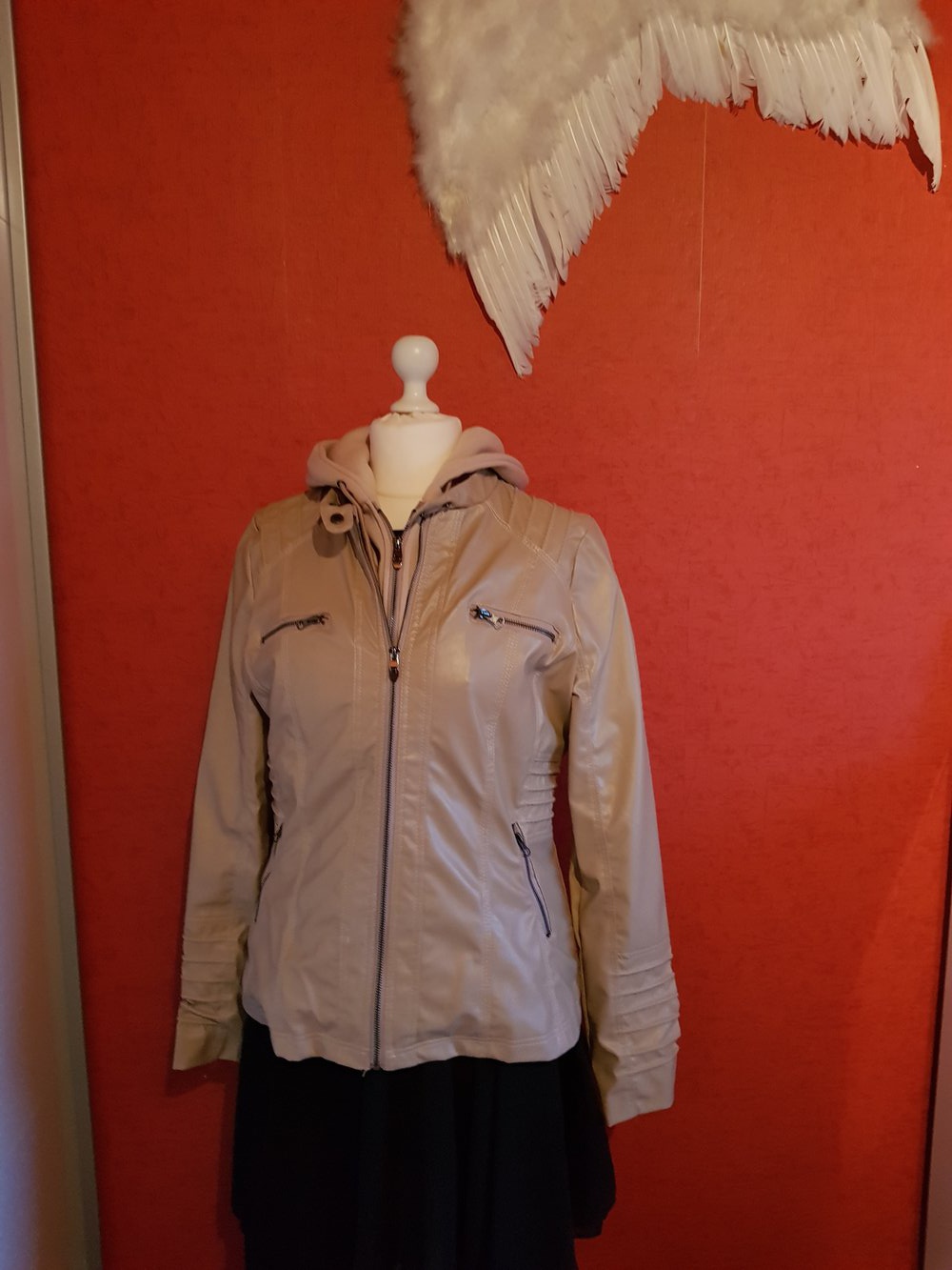Beige Lederjacke Kunstleder 40/42