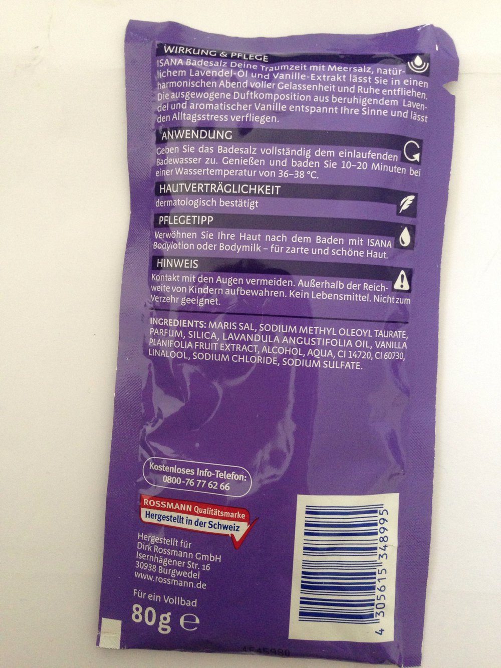 Badezusatz von Isana, Badesalz Deine Traumzeit