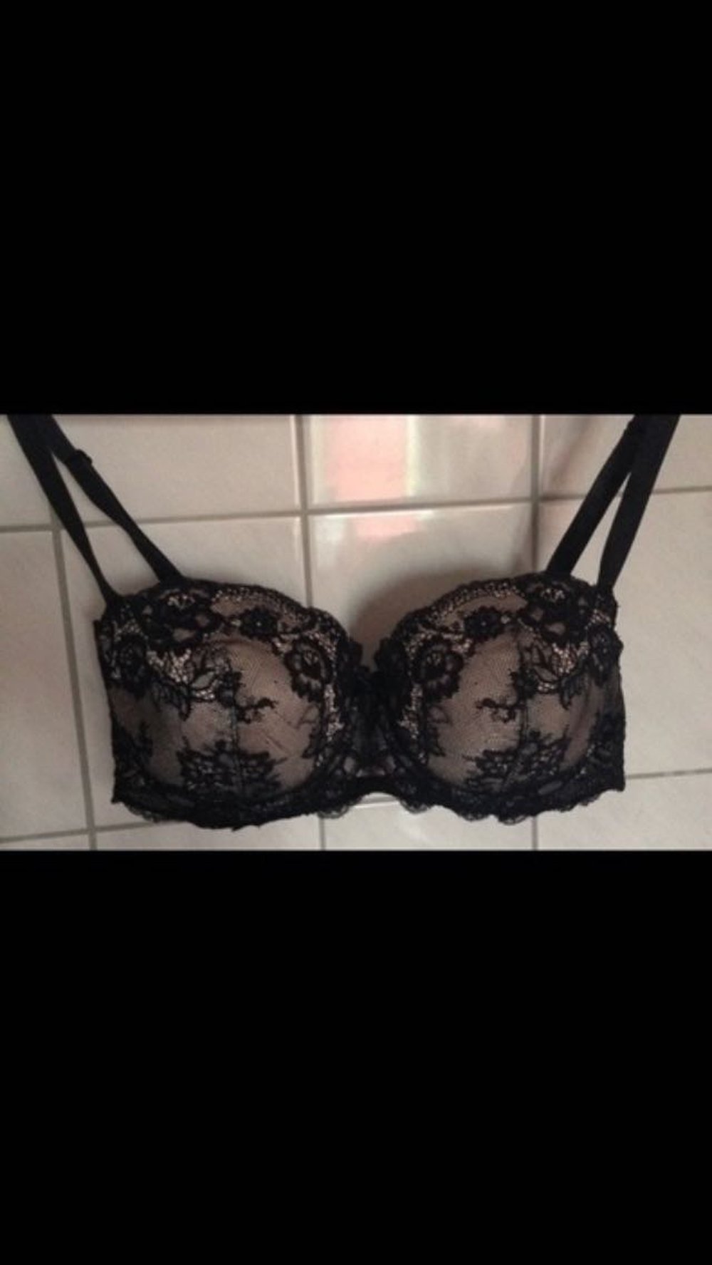 H&M Balconette BH 80D nude schwarz.In den BH kann man Polster reinmachen 