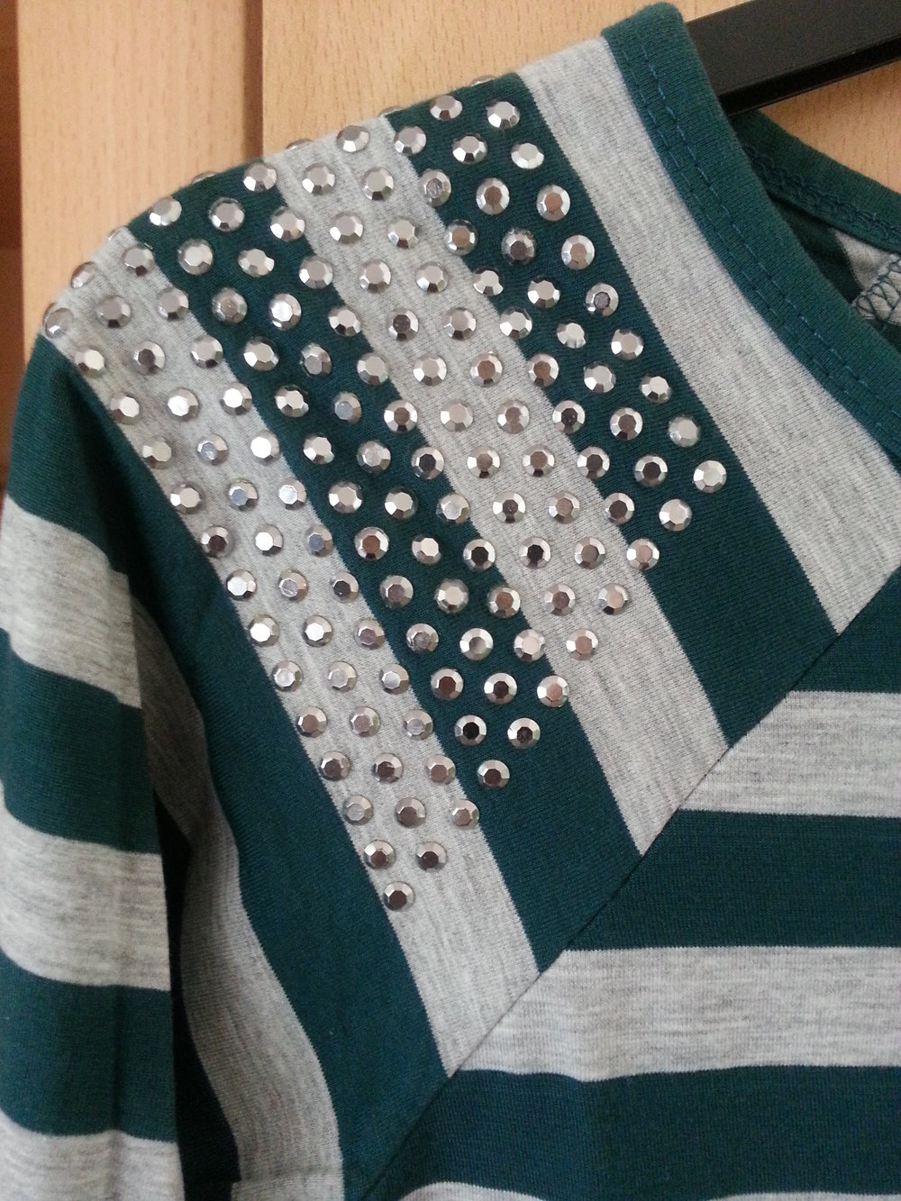 Shirt Oversize gestreift grün grau Basic