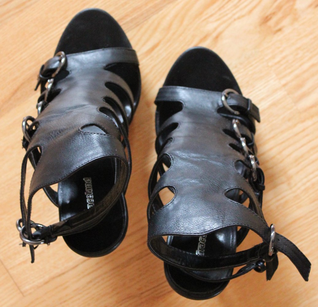 schwarze Riemchensandalen mit Stilettoabsatz, Graceland, Größe 36