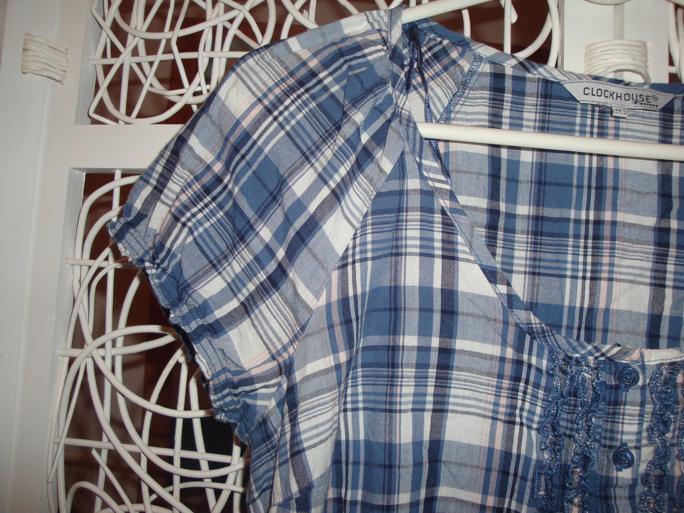 Karierte Kurzarmbluse