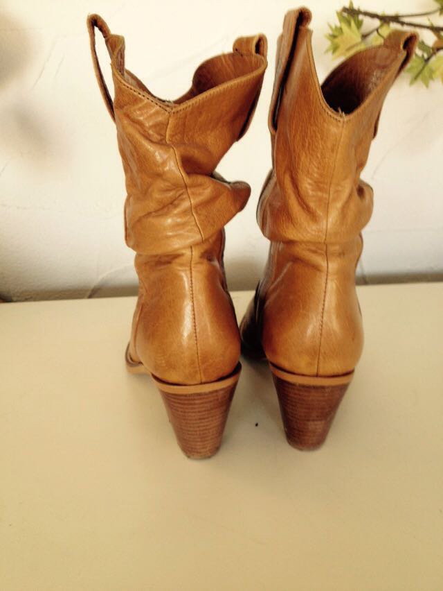 Cognac Leder Design Westernstiefel Boots Schuhe 