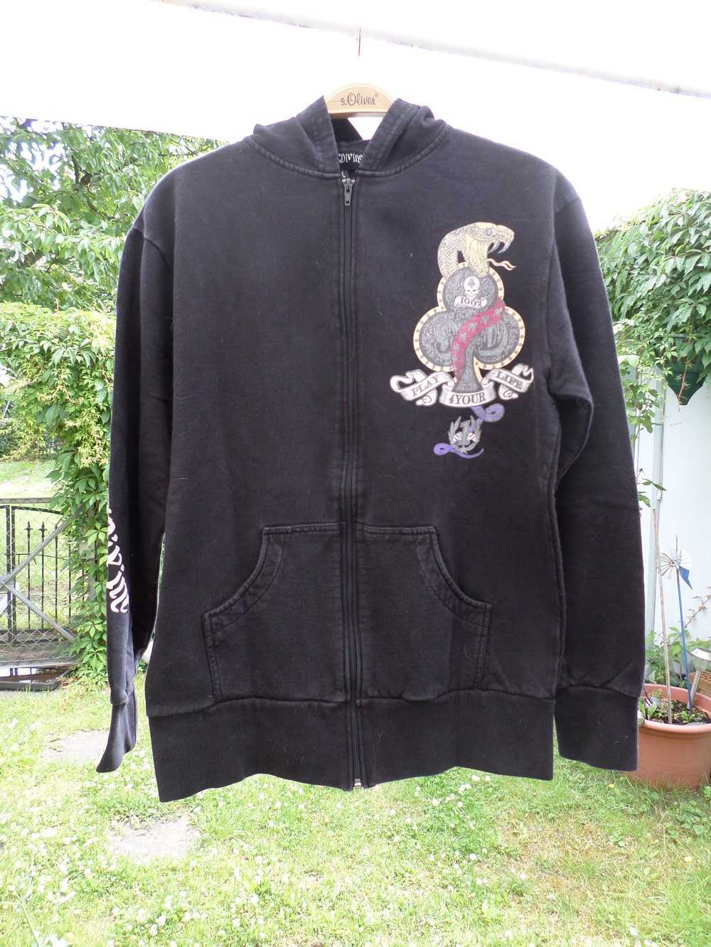  Herren-Hoodie-Sweatjacke-Kapuzenpullover-Sweatshirt-Pullover-Pulli- Schwarz - Gr. L   