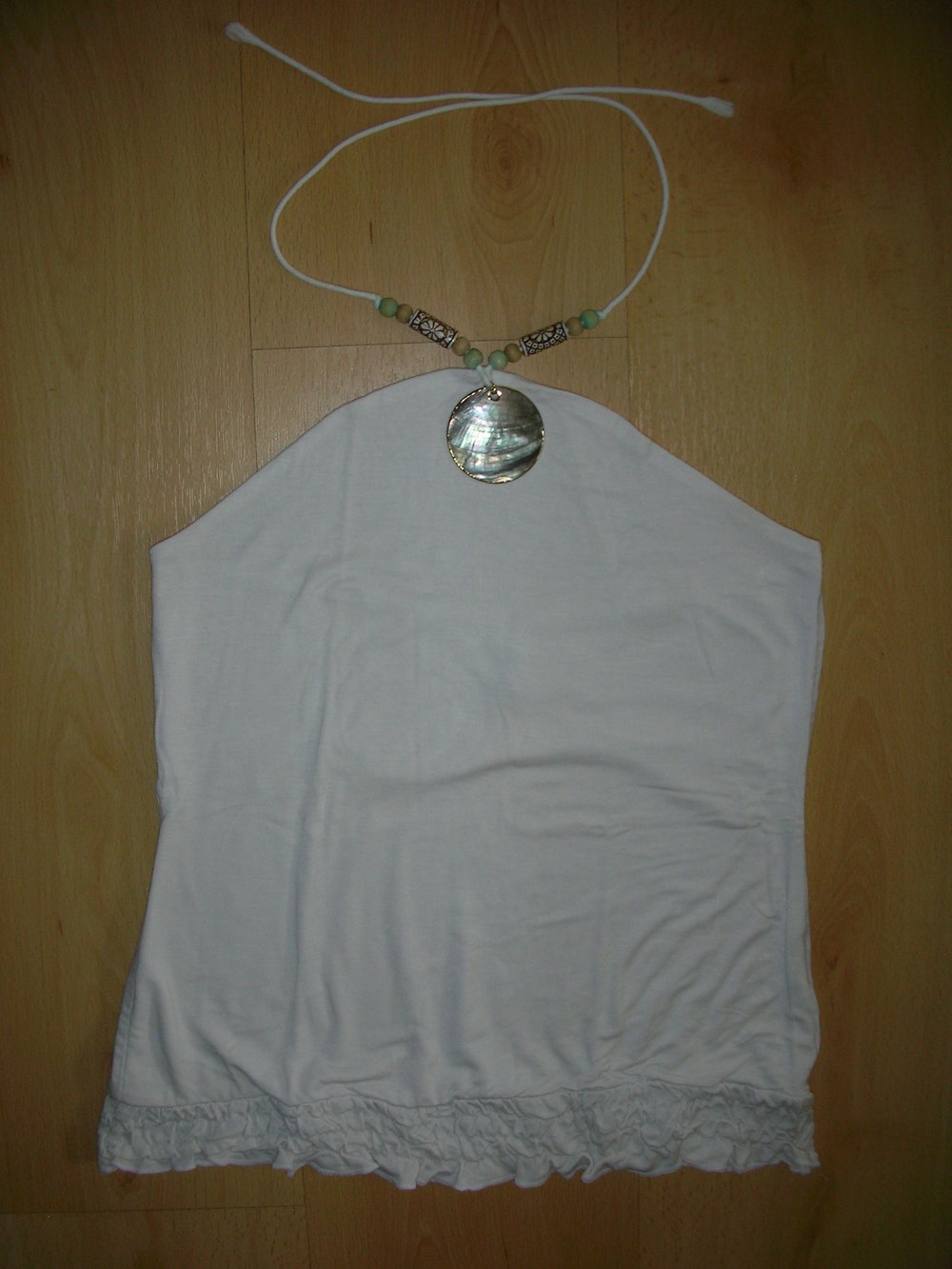 Stretchtop Gr.S  36 amisu Neckholder Indianer Perlmuttkette