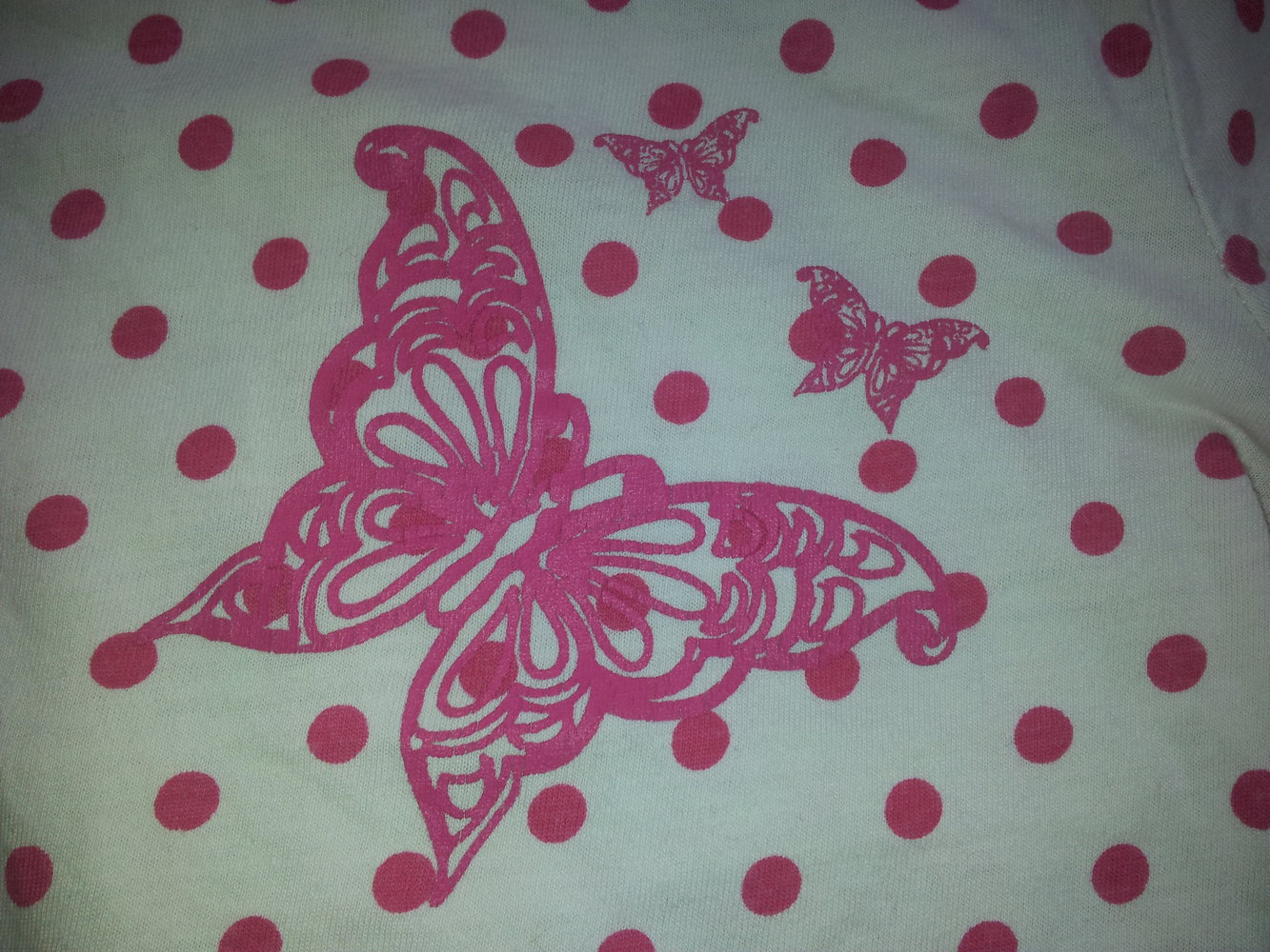 T-Shirt Schmetterling Punkte weiß rosa Gr. 74/80