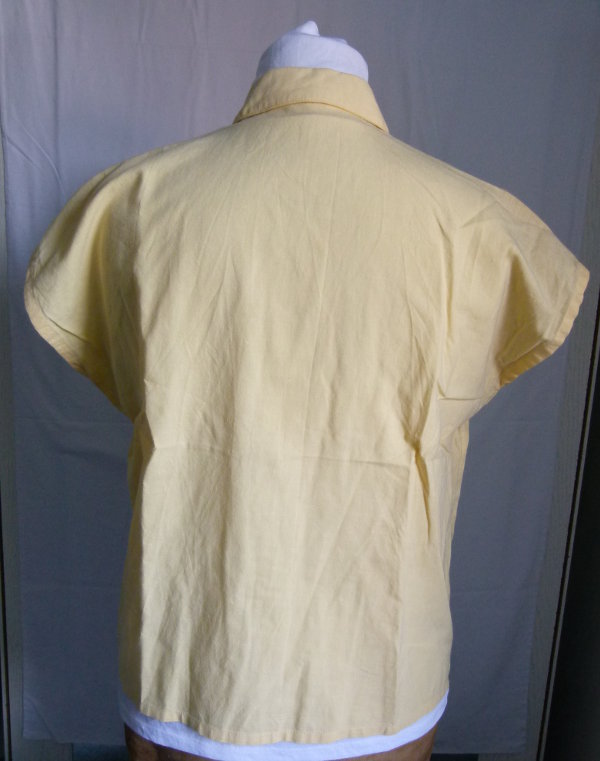 Sommer Bluse mit Applikation, aus den 80ern, gelb, Boho Goa Festival Lagenlook 80s Retro Vintage Mori