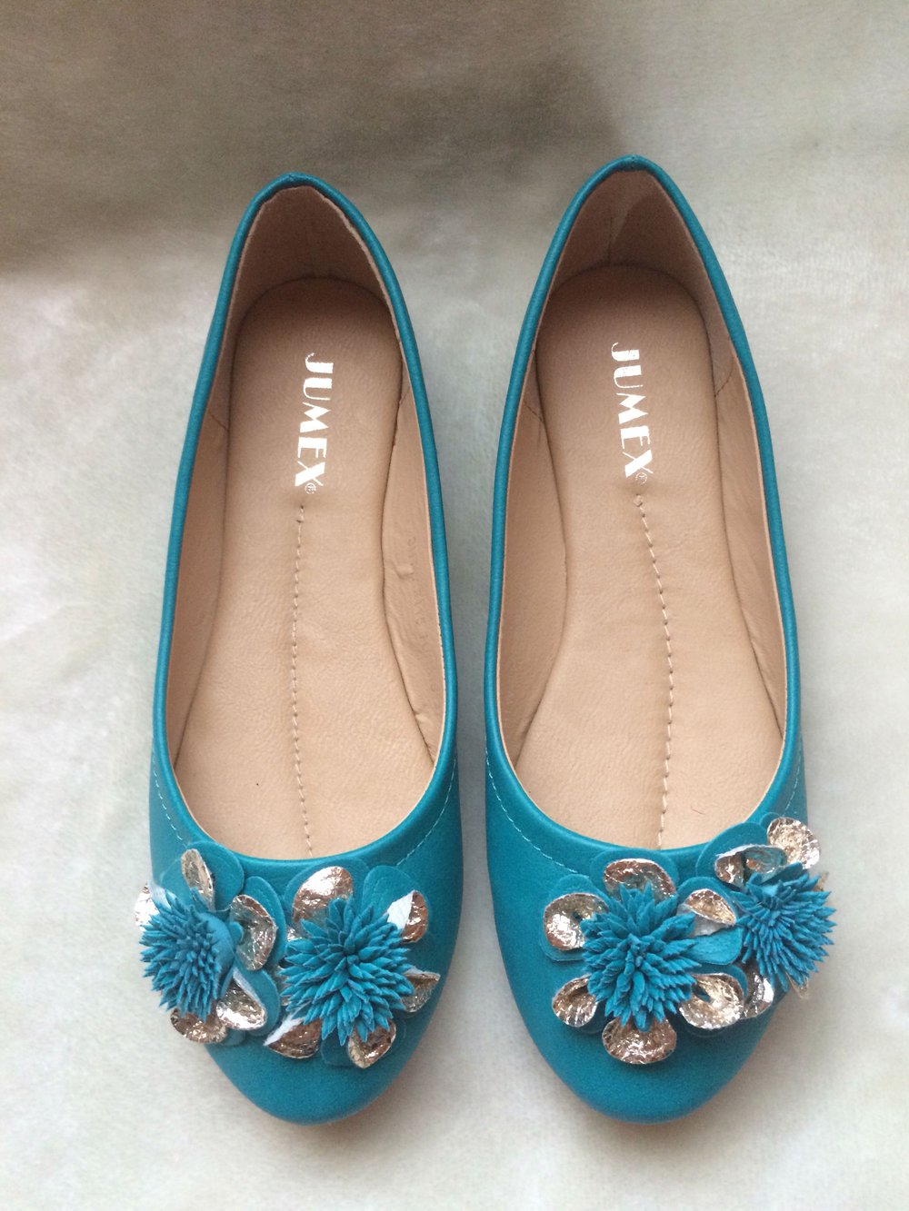 -NEU- Ballerinas Größe 37 petrol/gold