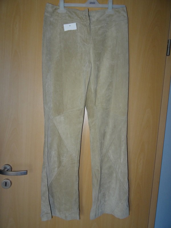 Lederhose Leder hose NEU beige Gr. 12 / 40 mit Etikett