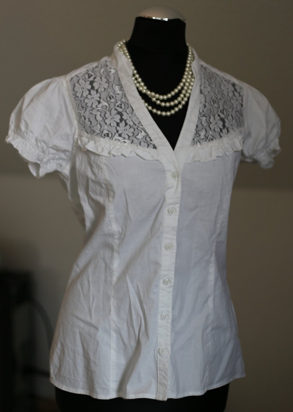 Weiße Spitzenbluse XS 34