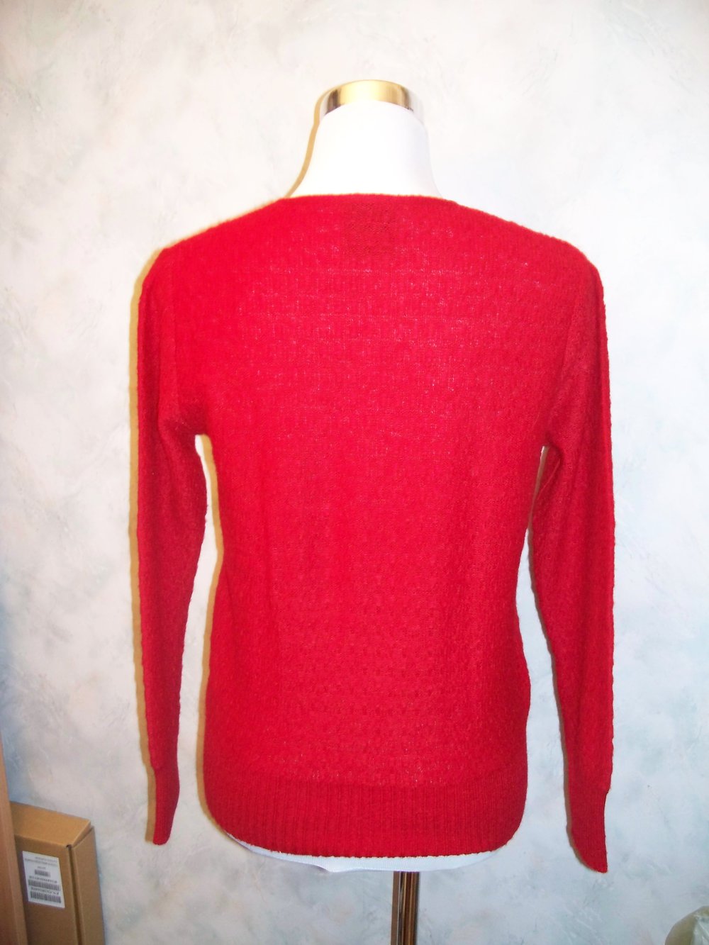 VINTAGE// Roter Pullover mit Blumen/ Blüten von *M. Davis*