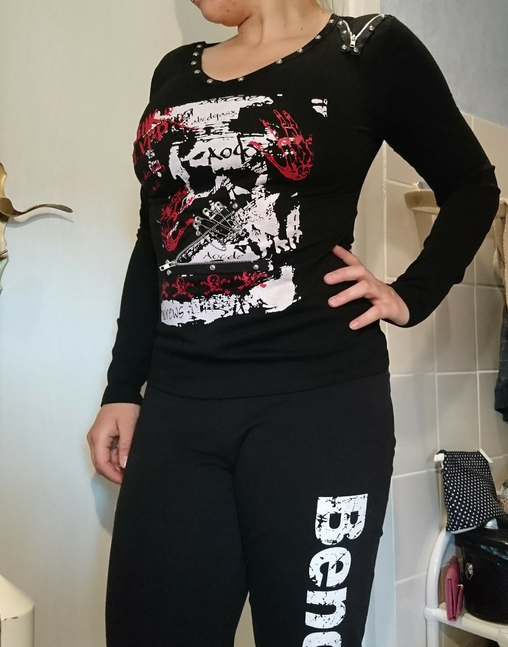 Gothic emo Punk wgt Pulli Pullover Shirt Sweatshirt sexy Hot corsage corsett 