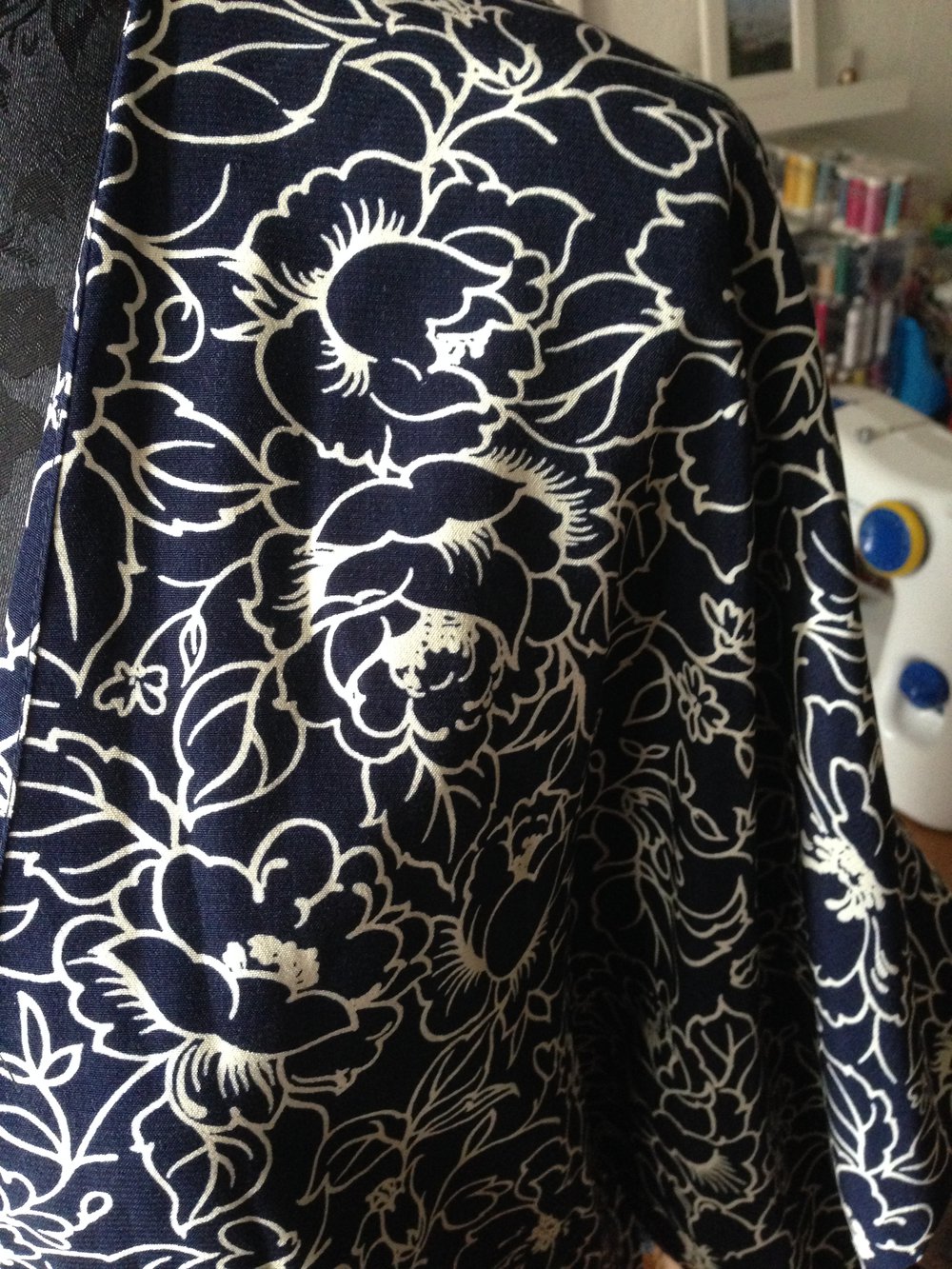 blau / weiße Kimono Jacke 