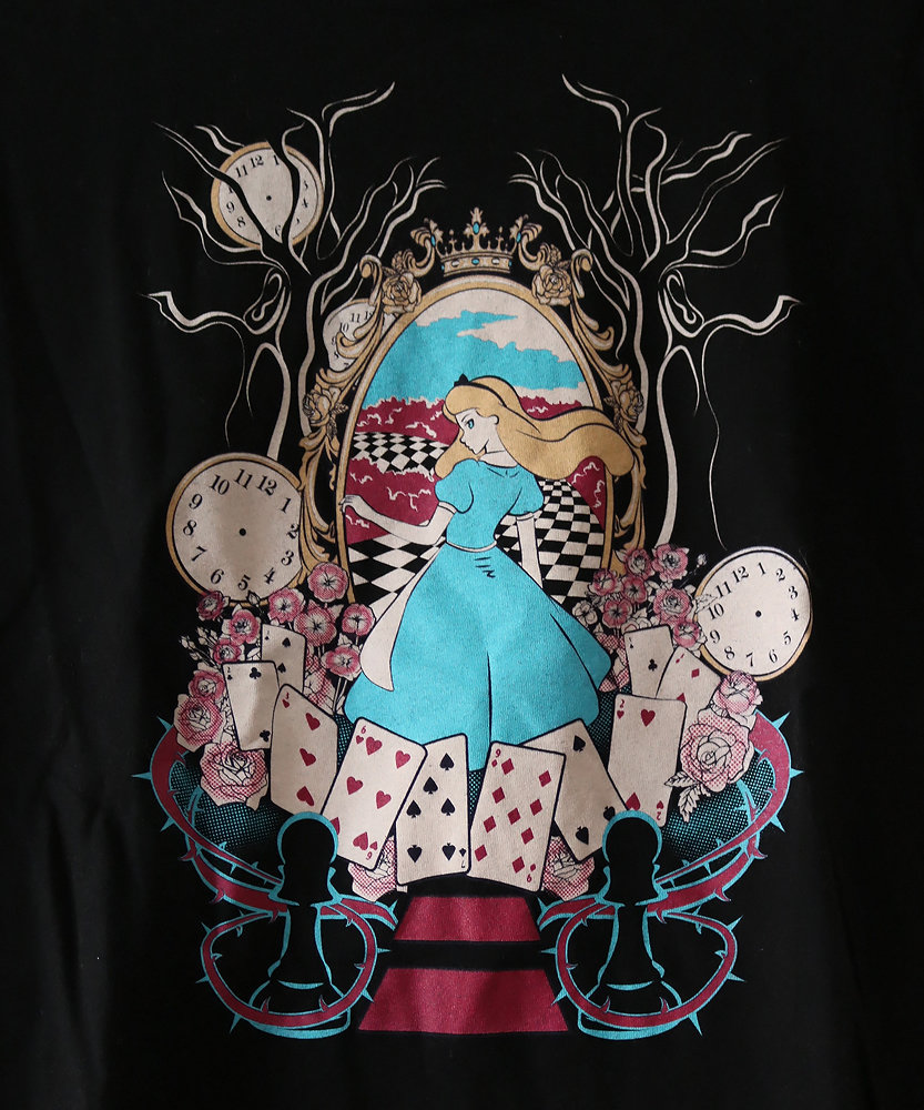 Alice in Wonderland / Alice im Wunderland, T-Shirt, schwarz, Aufdruck, Größe 38/M, Qwertee