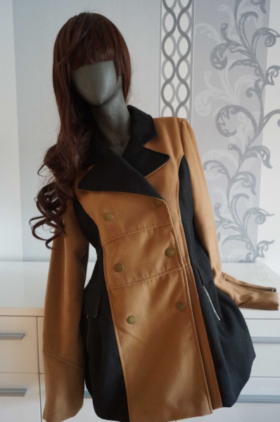 Eleganter Mantel schwarz braun Herbst Winter 14 40 42 XL