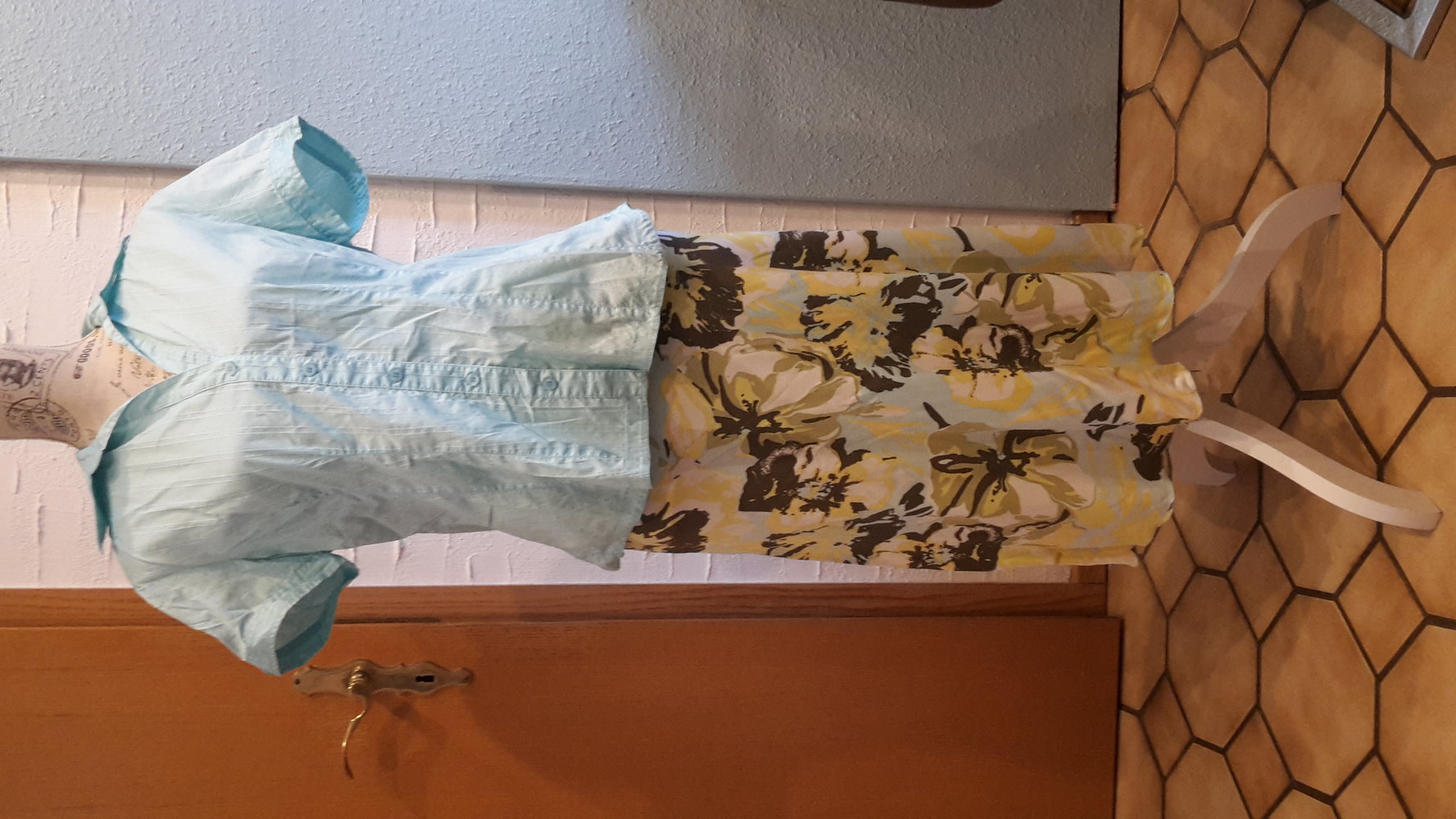 Sommer Rock street one Gr.38 Blumen grün türkise weiß gelb Muster