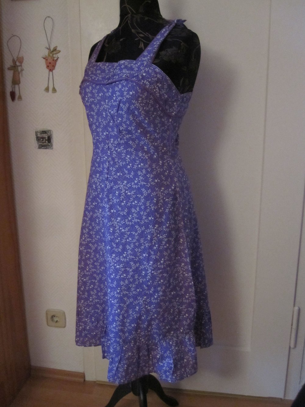Sommerkleid, Trägerkleid, Kittelkleid, Vintage! lila, 38 / 40
