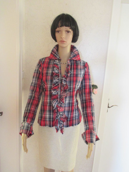 NEU Romantik Piraten Western- Style Karo Volant Bluse 