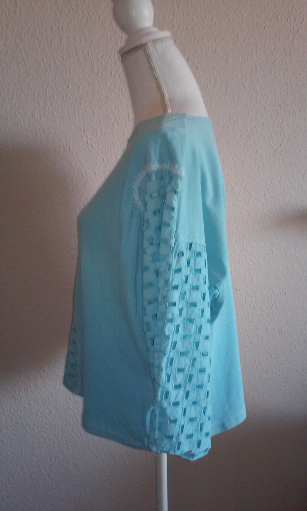 Baumwollshirt Shirt T-Shirt Pulli Sweatshirt Rundhalskragen Sommershirt Türkis