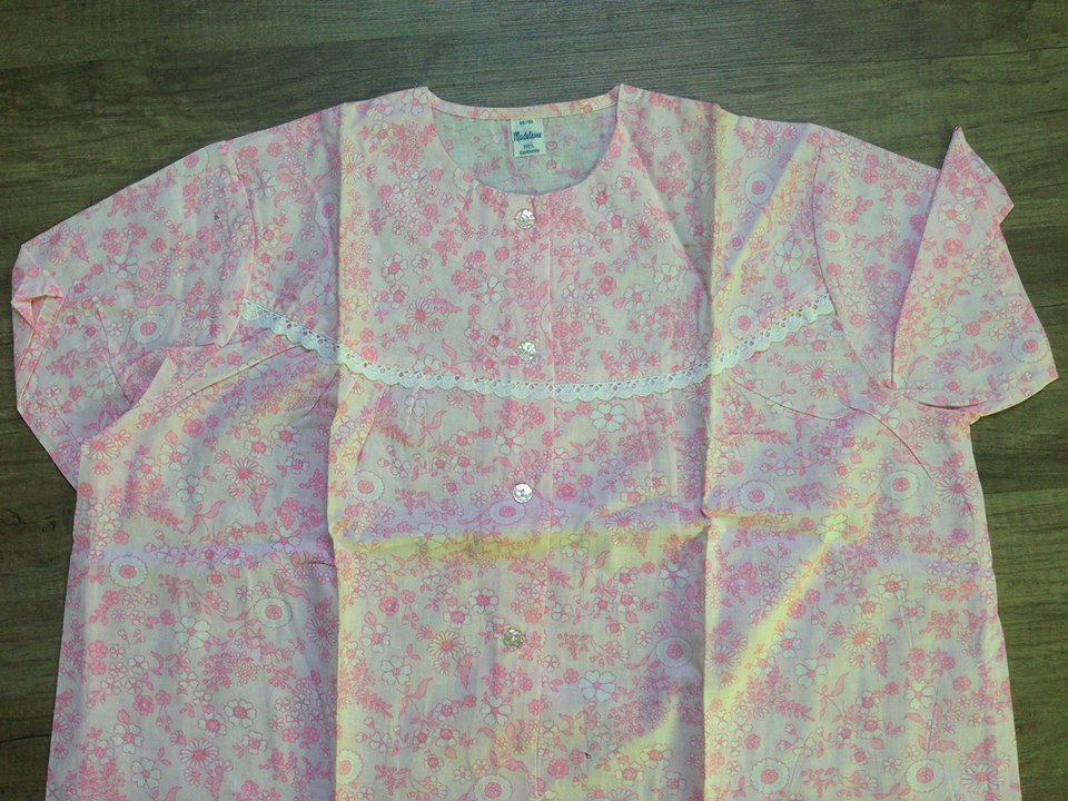 Romantisches rosa Rüschen-Floral-Nachthemd - Vintage Retro Antik-Original!